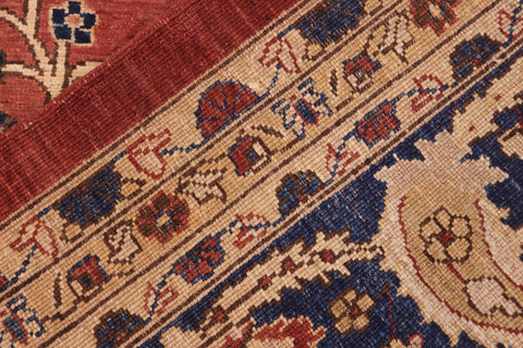 handmade Transitional Kafkaz Rust Drk. Blue Hand Knotted RECTANGLE 100% WOOL area rug 10' x 14'