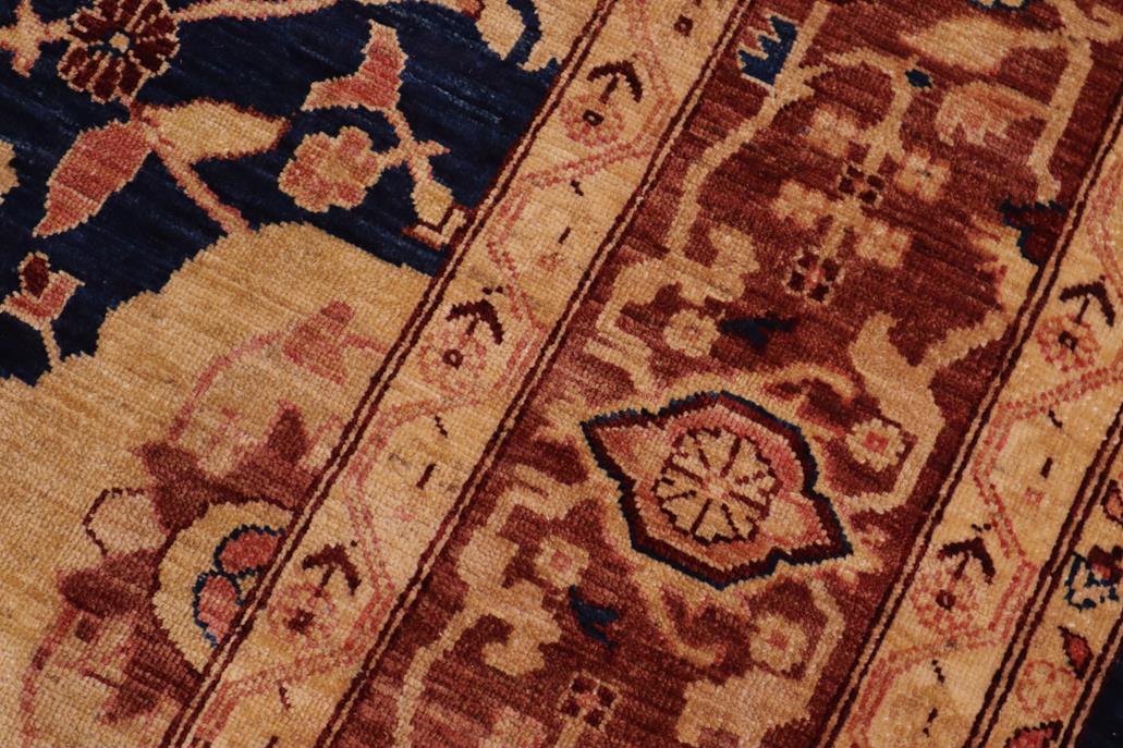 handmade Traditional Kafkaz Blue Lt. Brown Hand Knotted RECTANGLE 100% WOOL area rug 10 x 14