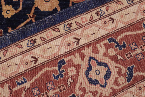 handmade Traditional Kafkaz Blue Lt. Brown Hand Knotted RECTANGLE 100% WOOL area rug 10x14