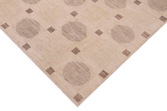 handmade Modern Kafkaz Tan Green Hand Knotted RECTANGLE 100% WOOL area rug 10' x 14'