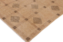 handmade Modern Kafkaz Tan Green Hand Knotted RECTANGLE 100% WOOL area rug 10' x 14'