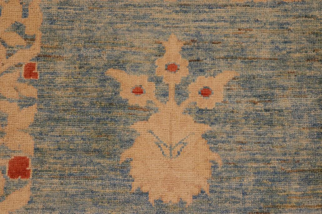 handmade Transitional Kafkaz Blue Tan Hand Knotted RECTANGLE 100% WOOL area rug 10 x 14