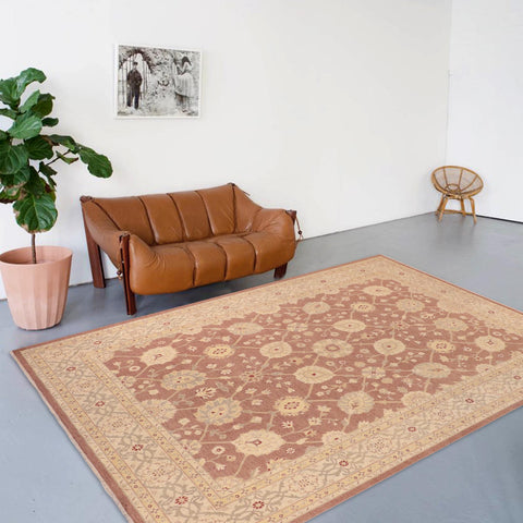 handmade Transitional Kafkaz Brown Tan Hand Knotted RECTANGLE 100% WOOL area rug 10' x 14'