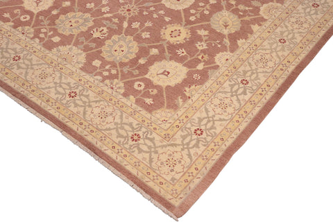 handmade Transitional Kafkaz Brown Tan Hand Knotted RECTANGLE 100% WOOL area rug 10' x 14'