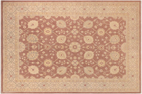 handmade Transitional Kafkaz Brown Tan Hand Knotted RECTANGLE 100% WOOL area rug 10' x 14'