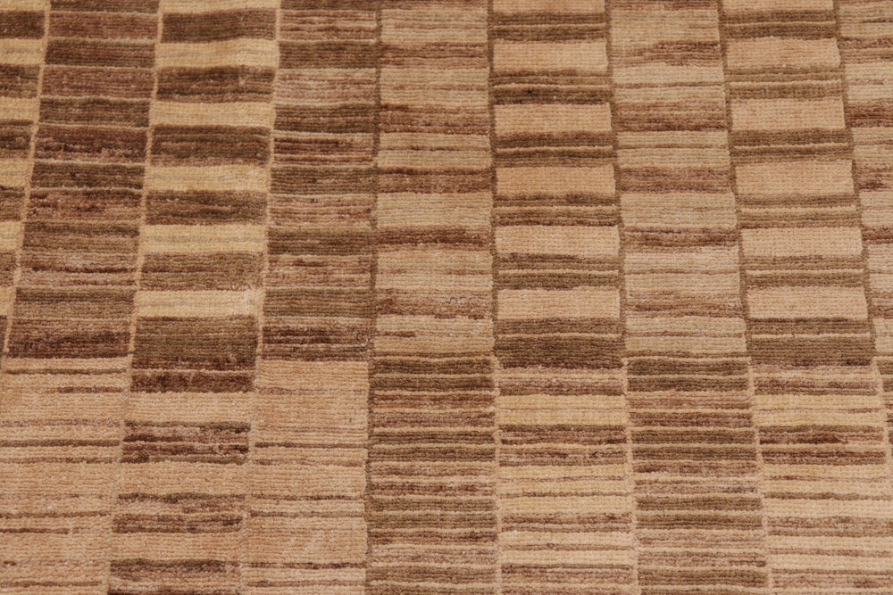 handmade Modern Kafkaz Lt. Brown Green Hand Knotted RECTANGLE 100% WOOL area rug 10' x 14'