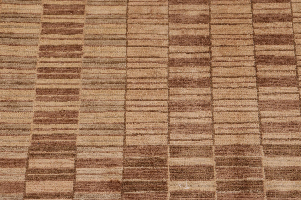 handmade Modern Kafkaz Lt. Brown Green Hand Knotted RECTANGLE 100% WOOL area rug 10' x 14'