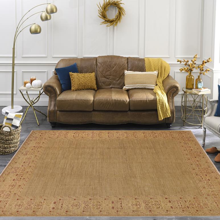 handmade Modern Kafkaz Green Tan Hand Knotted RECTANGLE 100% WOOL area rug 10 x 14