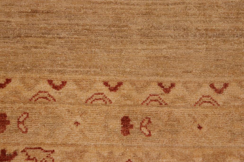 handmade Modern Kafkaz Green Tan Hand Knotted RECTANGLE 100% WOOL area rug 10 x 14