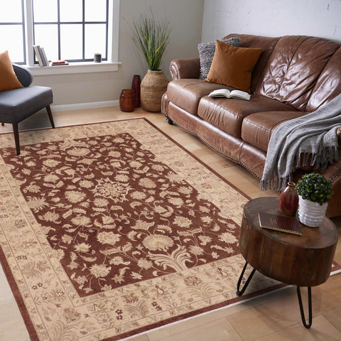 handmade Traditional Kafkaz Brown Tan Hand Knotted RECTANGLE 100% WOOL area rug 10x14