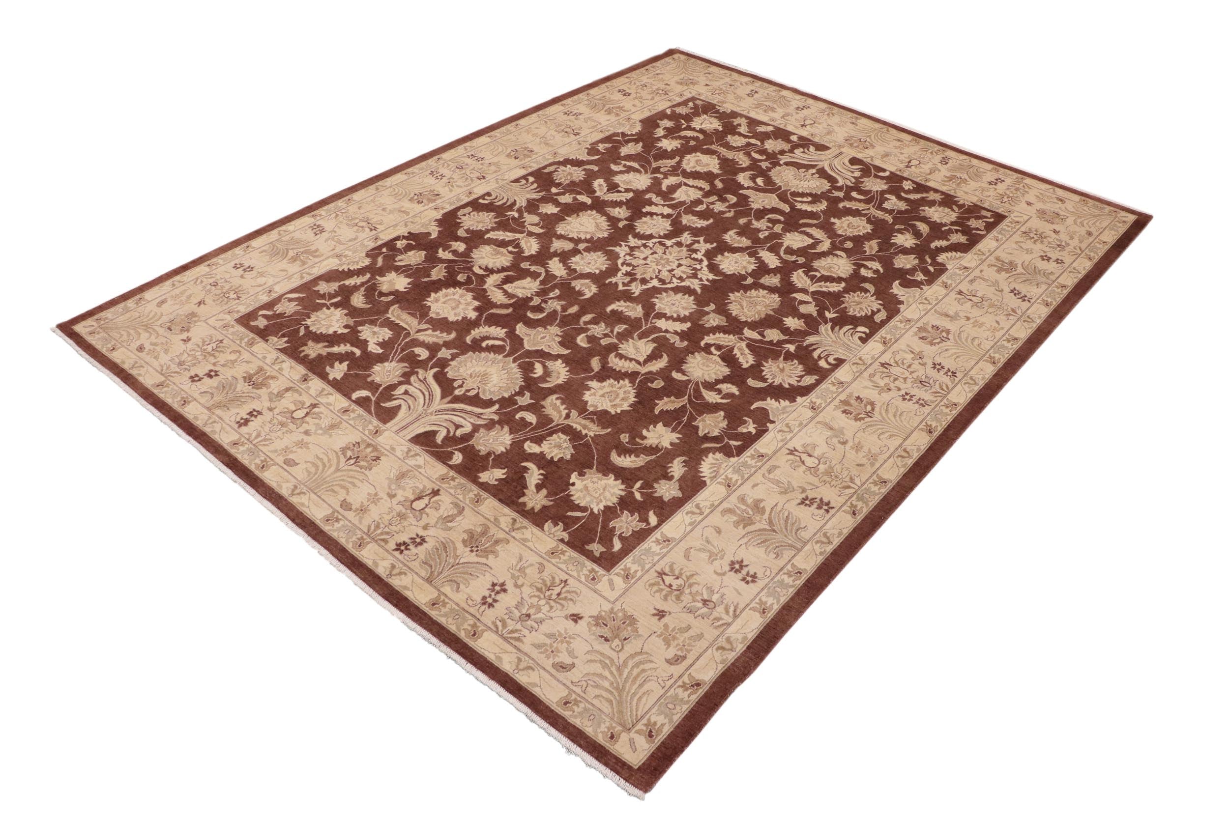 handmade Traditional Kafkaz Brown Tan Hand Knotted RECTANGLE 100% WOOL area rug 10x14
