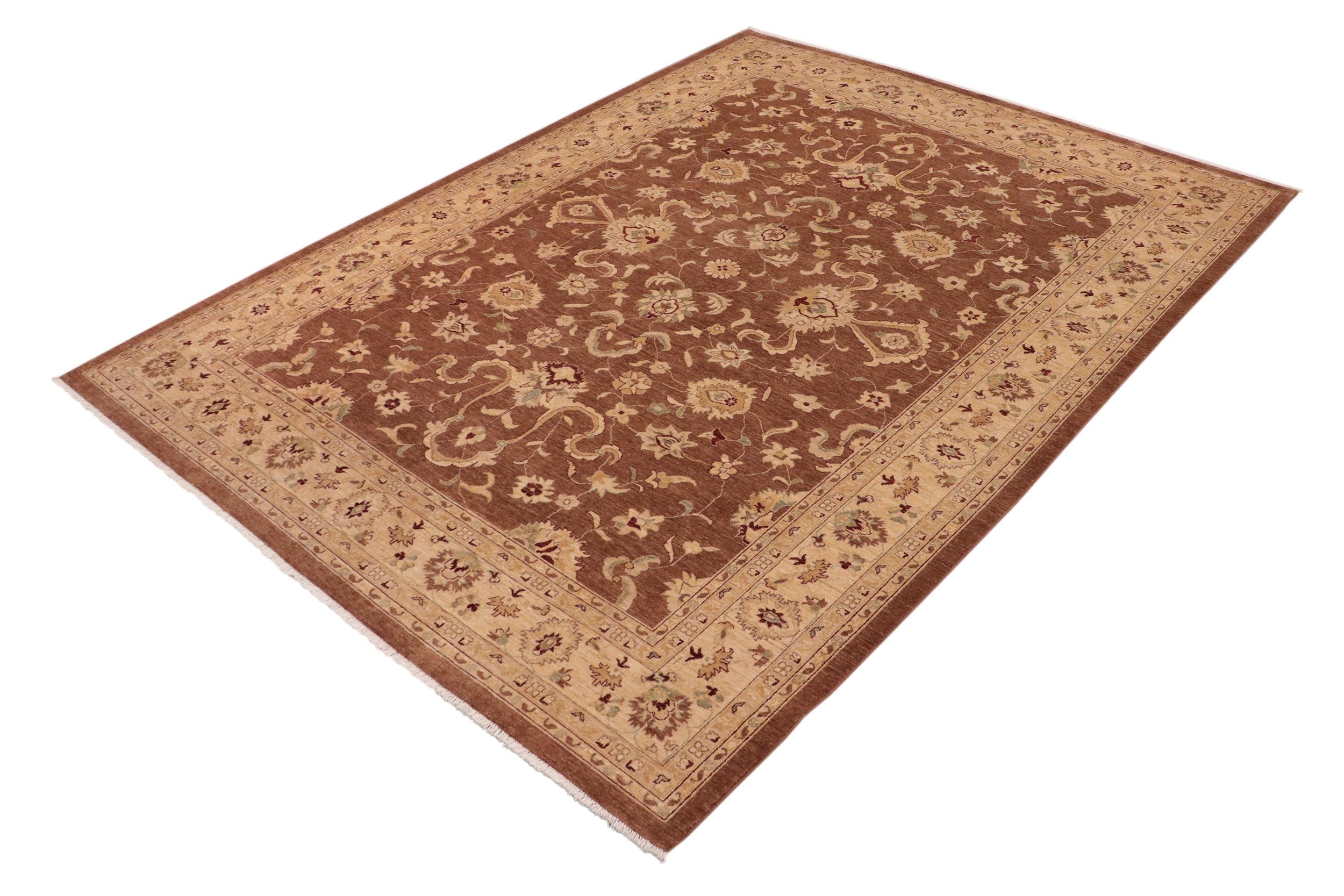 handmade Traditional Kafkaz Brown Lt. Gold Hand Knotted RECTANGLE 100% WOOL area rug 10x14