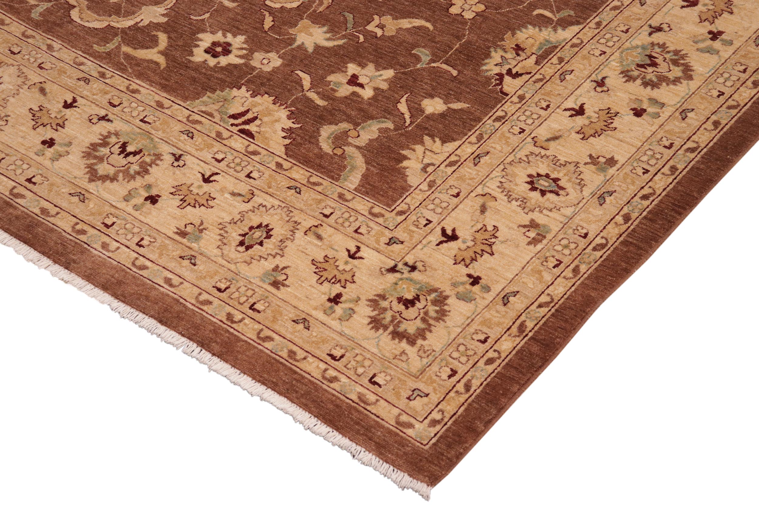 handmade Traditional Kafkaz Brown Lt. Gold Hand Knotted RECTANGLE 100% WOOL area rug 10x14