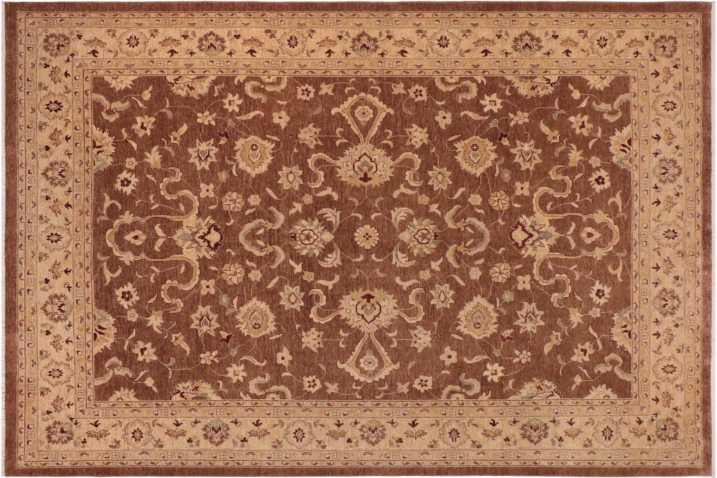 handmade Traditional Kafkaz Brown Lt. Gold Hand Knotted RECTANGLE 100% WOOL area rug 10x14