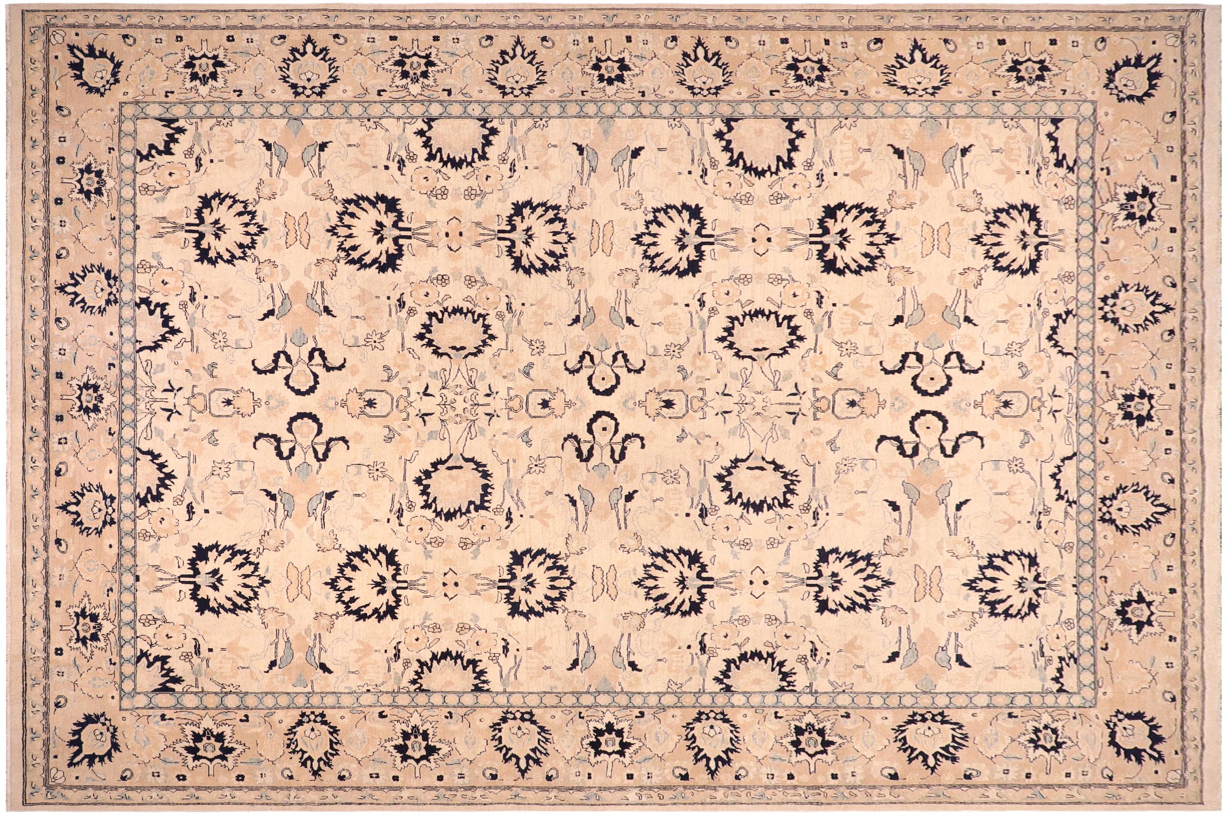 handmade Transitional Kafkaz Tan Lt. Brown Hand Knotted RECTANGLE 100% WOOL area rug 10' x 14'