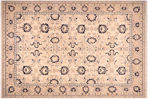 11x13 hand knotted transitional wool rug in tan and brown - Oriental Gudrun Tan/ Brown