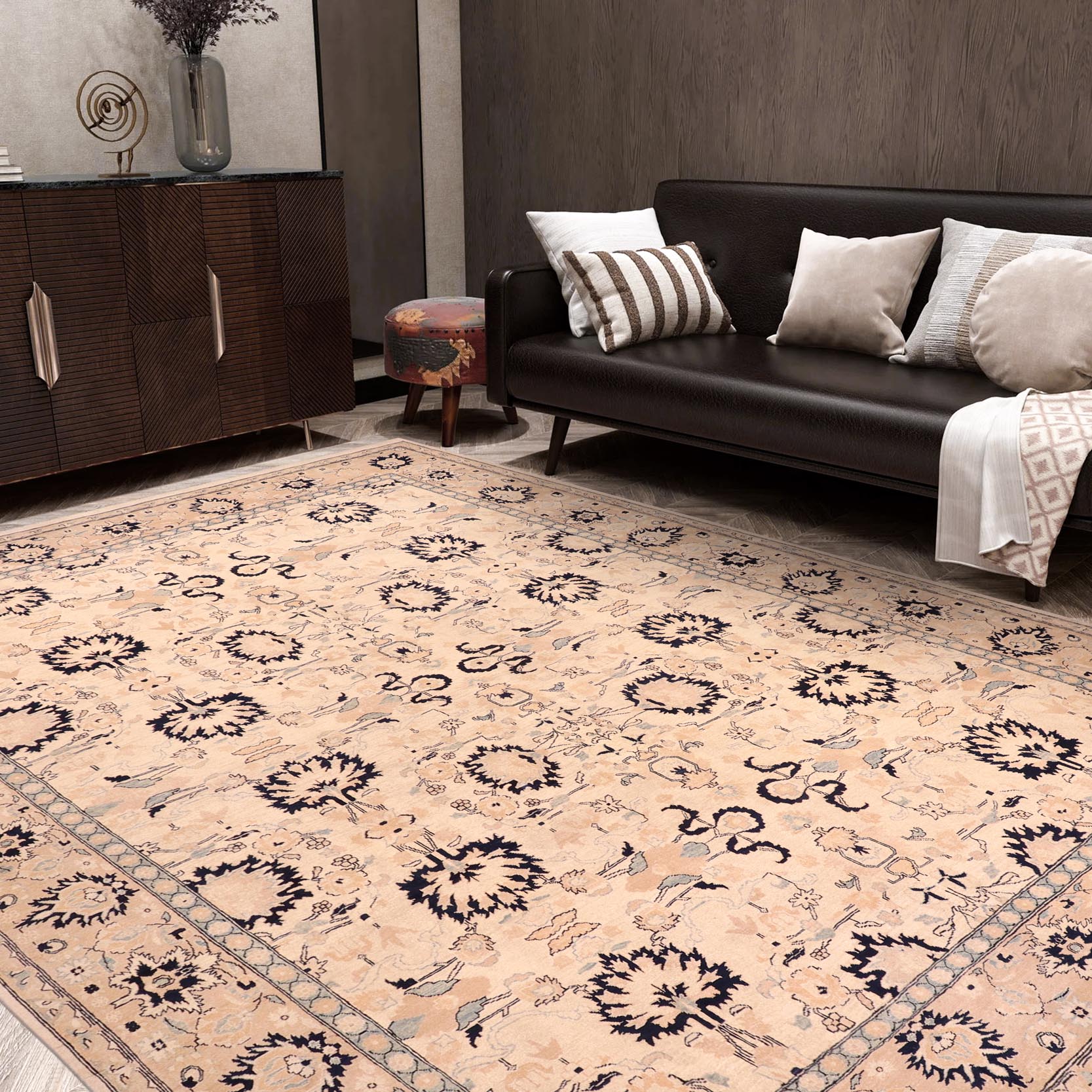 handmade Transitional Kafkaz Tan Lt. Brown Hand Knotted RECTANGLE 100% WOOL area rug 10' x 14'
