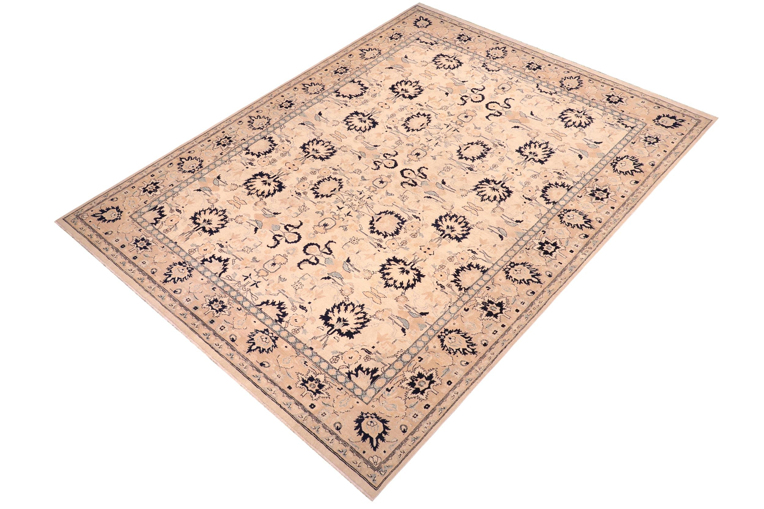 handmade Transitional Kafkaz Tan Lt. Brown Hand Knotted RECTANGLE 100% WOOL area rug 10' x 14'
