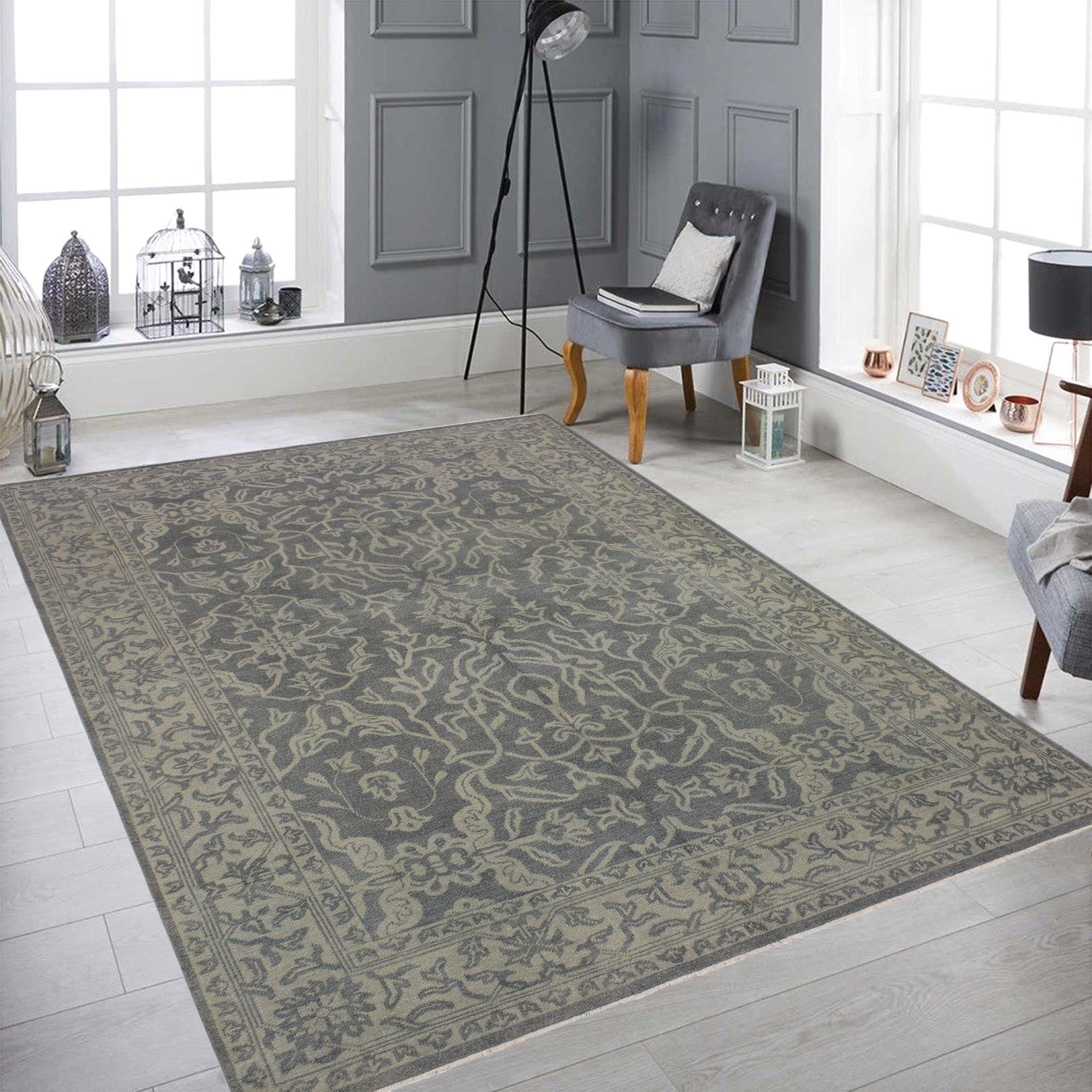 handmade Traditional Kafkaz Gray Green Hand Knotted RECTANGLE 100% WOOL area rug 8' x 11'