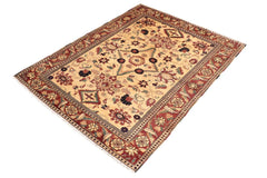 handmade Traditional Kafkaz Beige Red Hand Knotted RECTANGLE 100% WOOL area rug 6 x 8