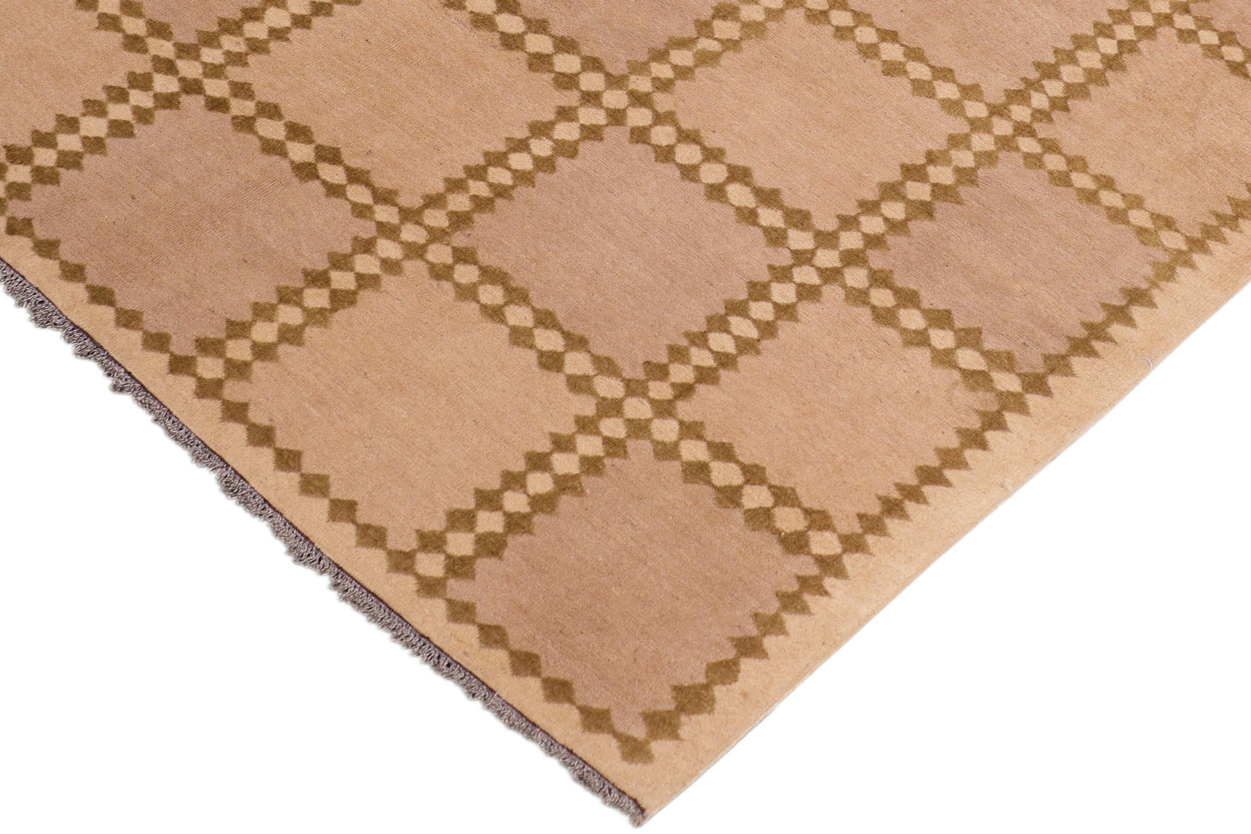 handmade Modern Kafkaz Tan Beige Hand Knotted RECTANGLE 100% WOOL area rug 6' x 8'