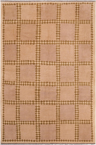 Modern Gabbeh Chante Tan/Beige Wool Rug - 5'6'' x 7'6''