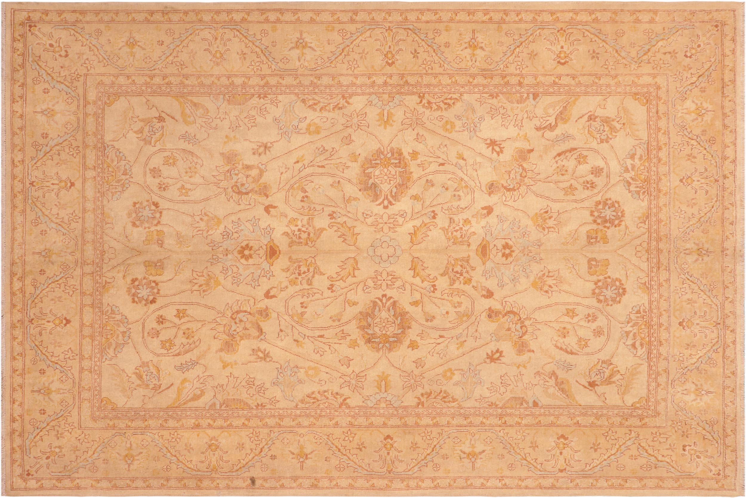 handmade Traditional Kafkaz Beige Tan Hand Knotted RECTANGLE 100% WOOL area rug 7x8