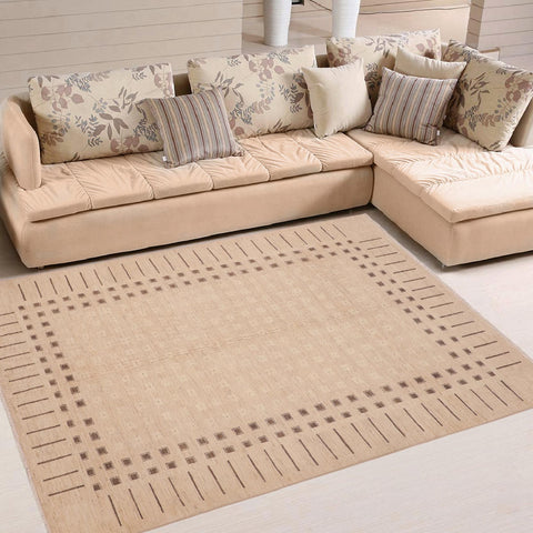 handmade Modern Kafkaz Tan Brown Hand Knotted RECTANGLE 100% WOOL area rug 6' x 9'
