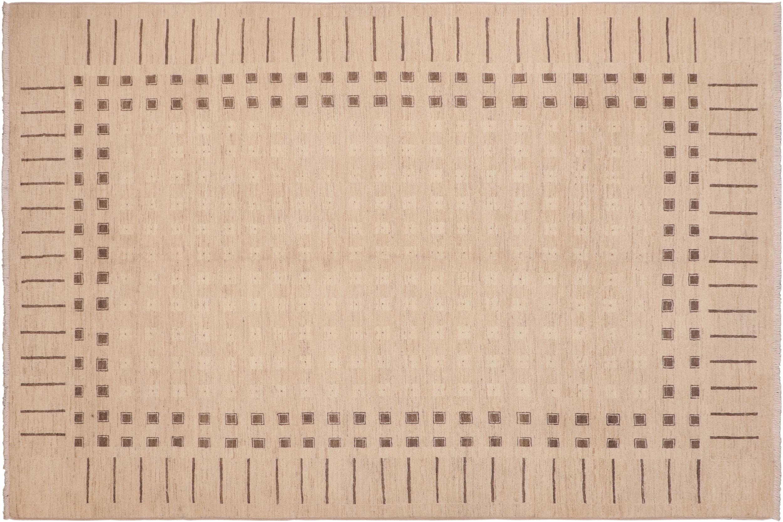 handmade Modern Kafkaz Tan Brown Hand Knotted RECTANGLE 100% WOOL area rug 6' x 9'