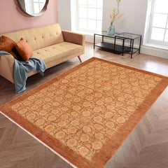handmade Transitional Kafkaz Brown Tan Hand Knotted RECTANGLE 100% WOOL area rug 6 x 8