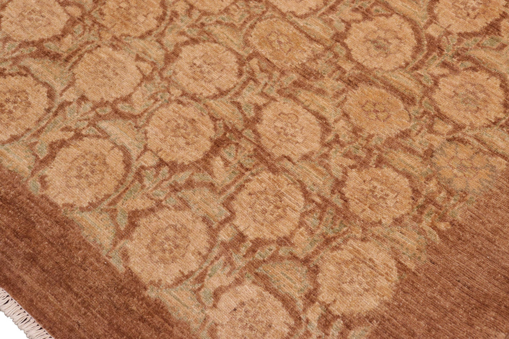 handmade Modern Kafkaz Brown Tan Hand Knotted RECTANGLE 100% WOOL area rug 6' x 8'