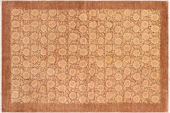 handmade Modern Kafkaz Brown Tan Hand Knotted RECTANGLE 100% WOOL area rug 6' x 8'