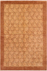 handmade Transitional Kafkaz Brown Tan Hand Knotted RECTANGLE 100% WOOL area rug 6 x 8