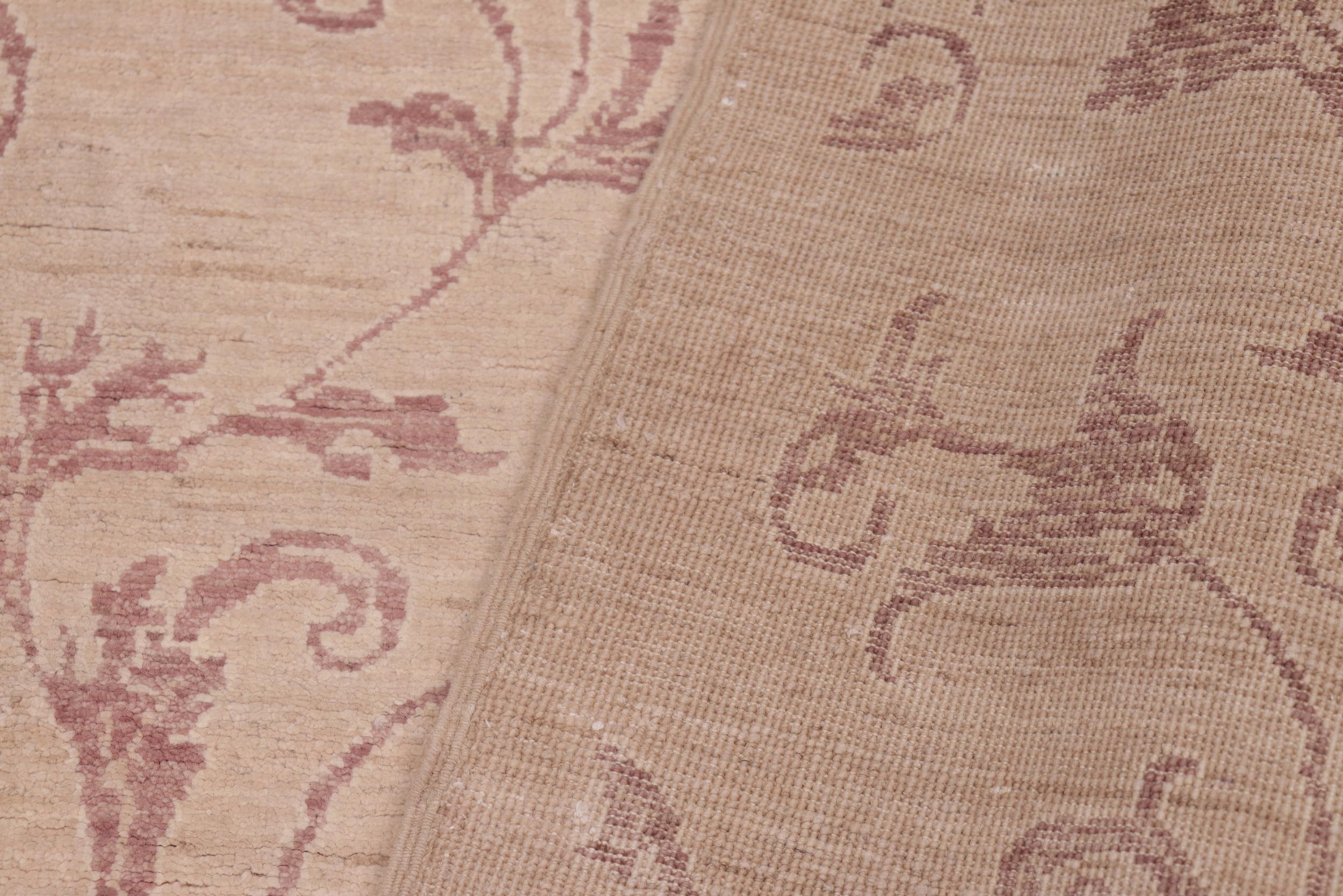 handmade Modern Kafkaz Tan Rose Hand Knotted RECTANGLE 100% WOOL area rug 6' x 9'