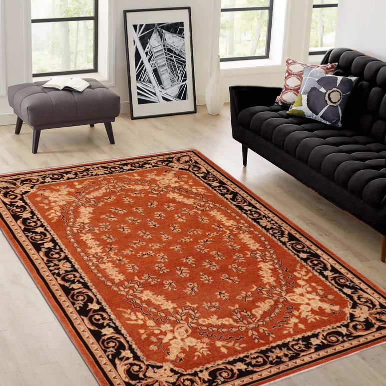 handmade Traditional Kafkaz Rust Black Hand Knotted RECTANGLE 100% WOOL area rug 6 x 9