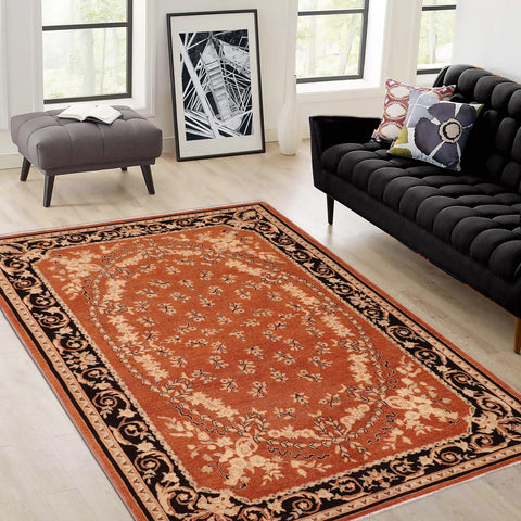 handmade Transitional Kafkaz Rust Black Hand Knotted RECTANGLE 100% WOOL area rug 6' x 9'