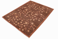 handmade Transitional Kafkaz Brown Beige Hand Knotted RECTANGLE 100% WOOL area rug 6 x 9