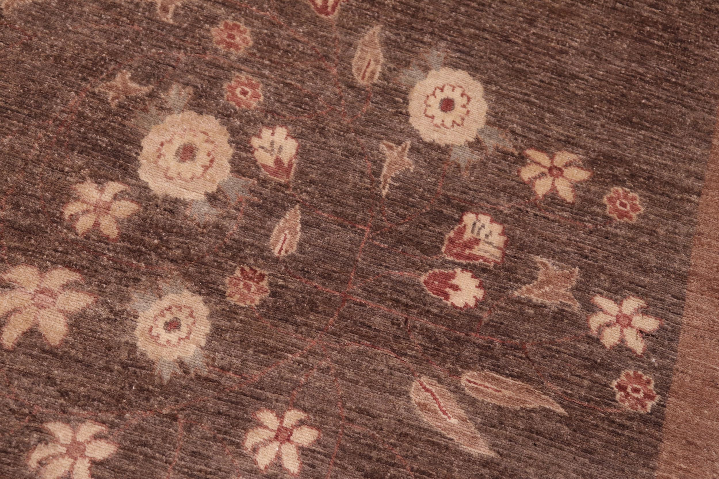 handmade Modern Kafkaz Brown Beige Hand Knotted RECTANGLE 100% WOOL area rug 6' x 9'