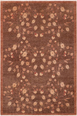 handmade Transitional Kafkaz Brown Beige Hand Knotted RECTANGLE 100% WOOL area rug 6 x 9