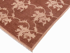 handmade Transitional Kafkaz Brown Tan Hand Knotted RECTANGLE 100% WOOL area rug 6 x 9