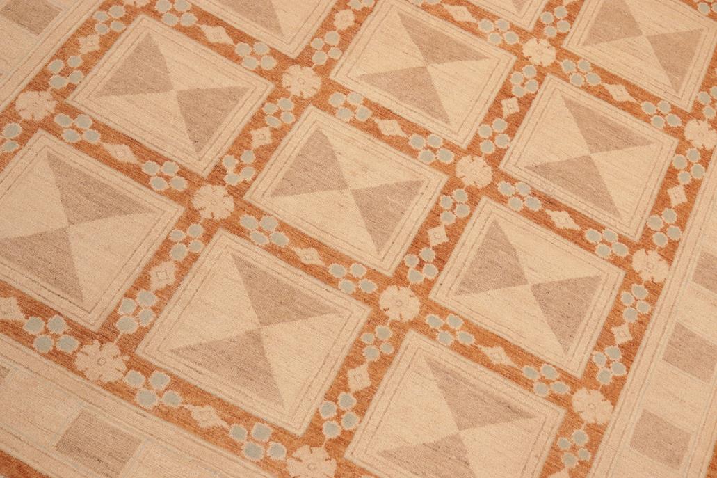 handmade Transitional Kafkaz Rust Tan Hand Knotted RECTANGLE 100% WOOL area rug 6 x 9