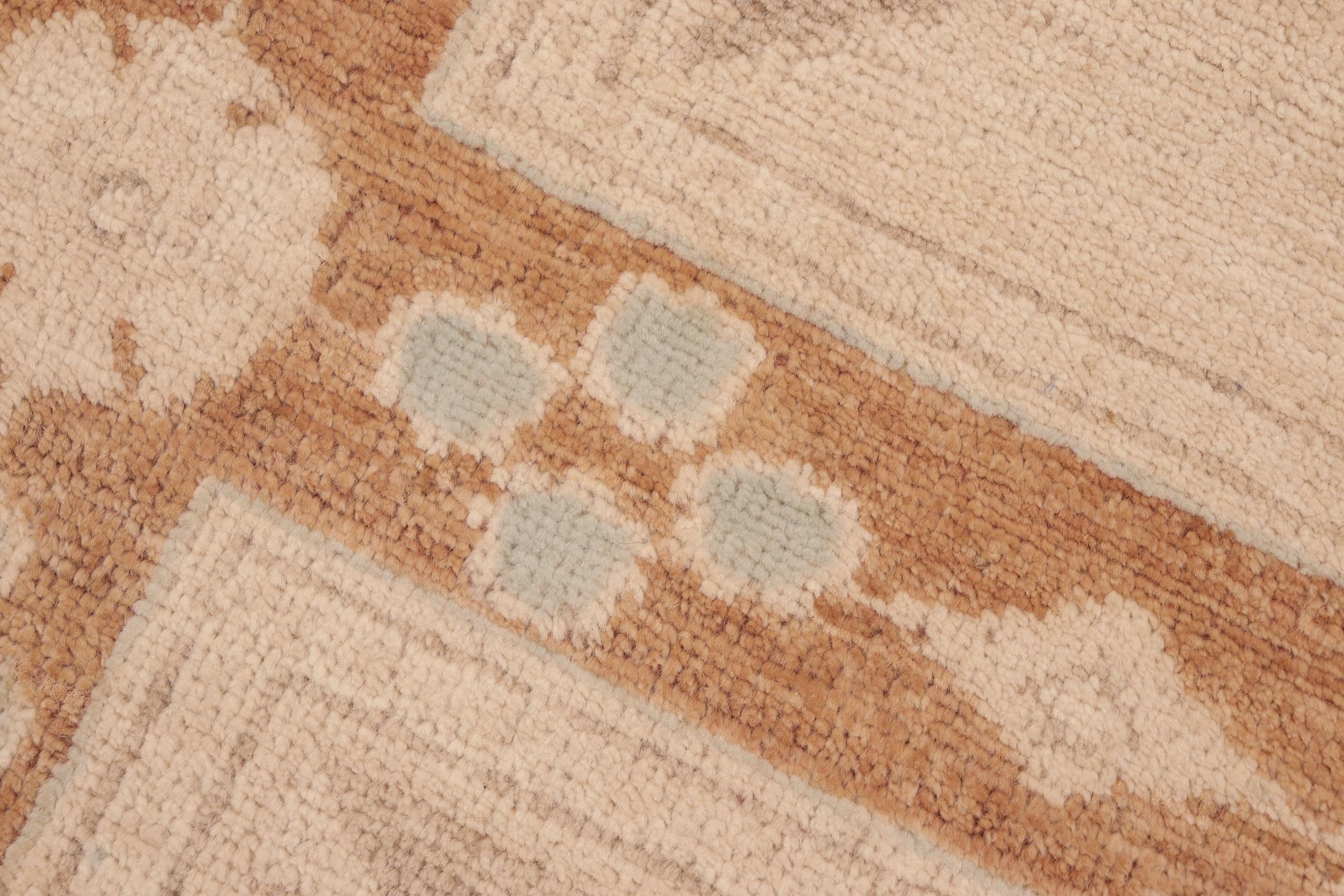 handmade Modern Kafkaz Rust Tan Hand Knotted RECTANGLE 100% WOOL area rug 6' x 9'