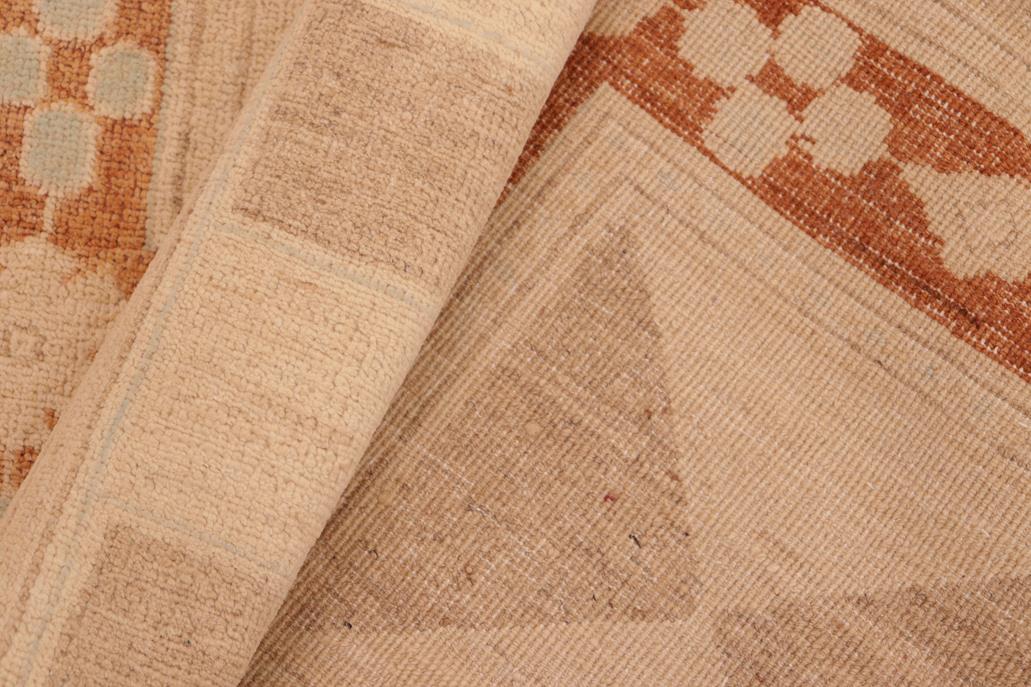 handmade Transitional Kafkaz Rust Tan Hand Knotted RECTANGLE 100% WOOL area rug 6 x 9