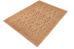 handmade Transitional Kafkaz Beige Tan Hand Knotted RECTANGLE 100% WOOL area rug 6 x 9