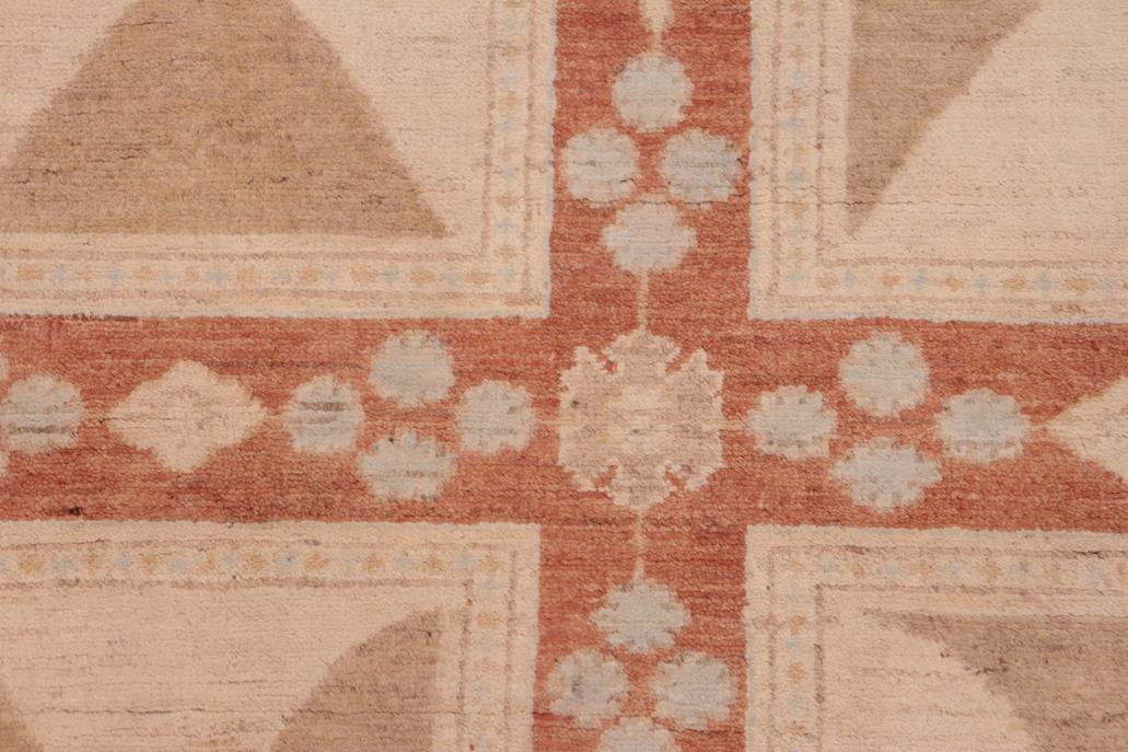 handmade Transitional Kafkaz Rust Tan Hand Knotted RECTANGLE 100% WOOL area rug 6 x 9