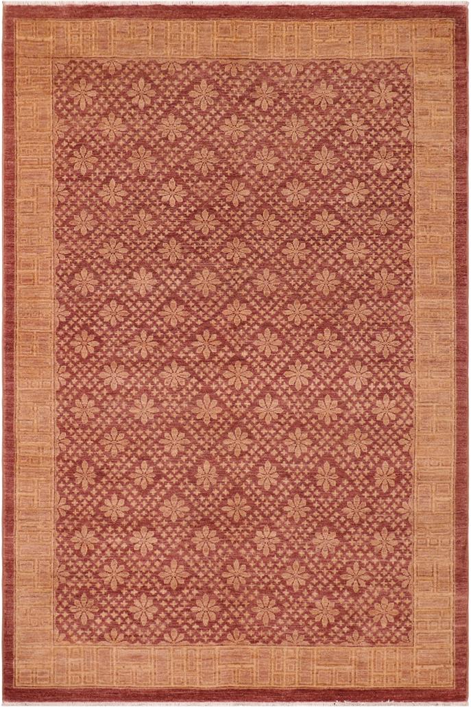 handmade Transitional Kafkaz Red Brown Hand Knotted RECTANGLE 100% WOOL area rug 6 x 9