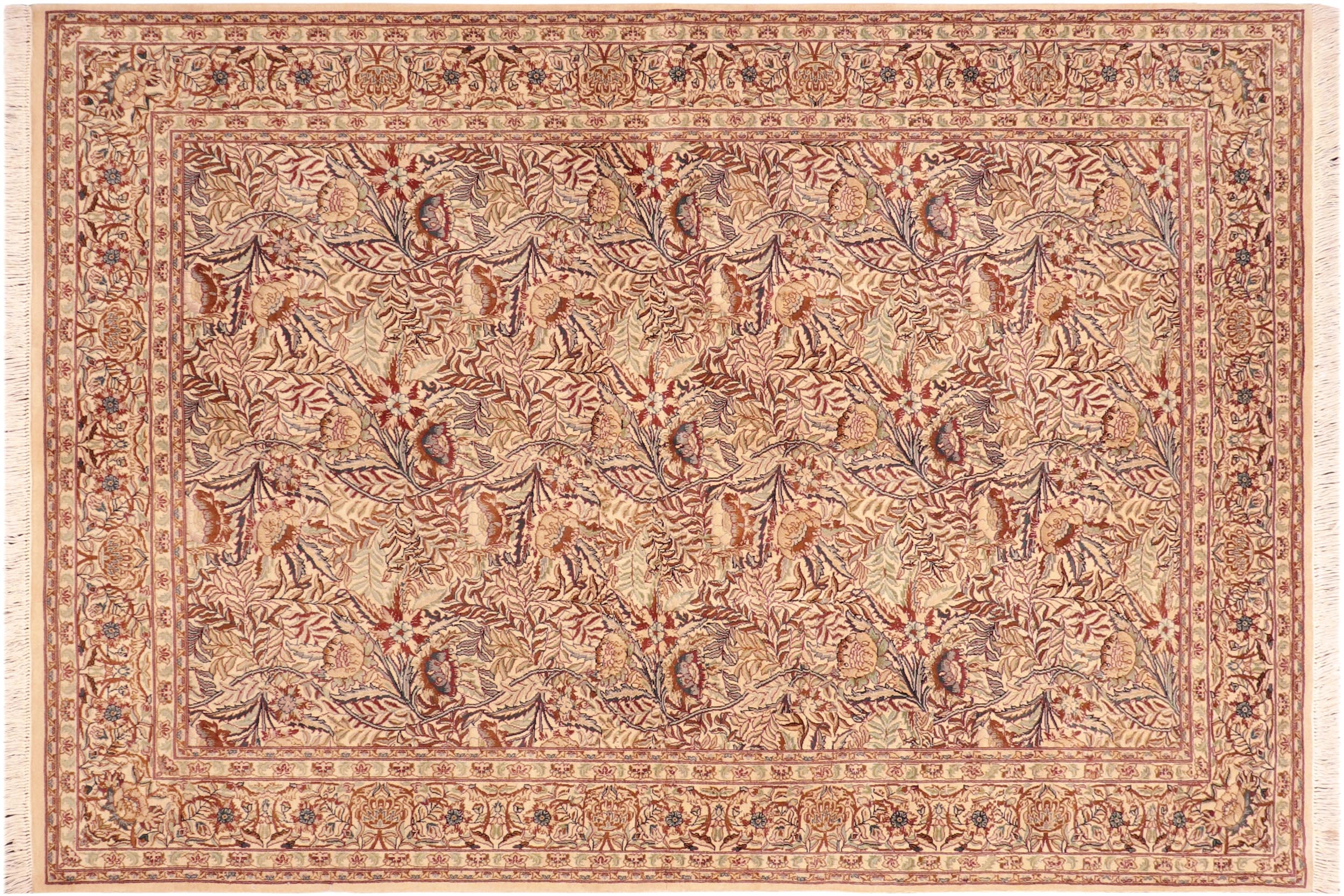 handmade Transitional Nagi Beige Gold Hand Knotted RECTANGLE 100% WOOL area rug 6x9