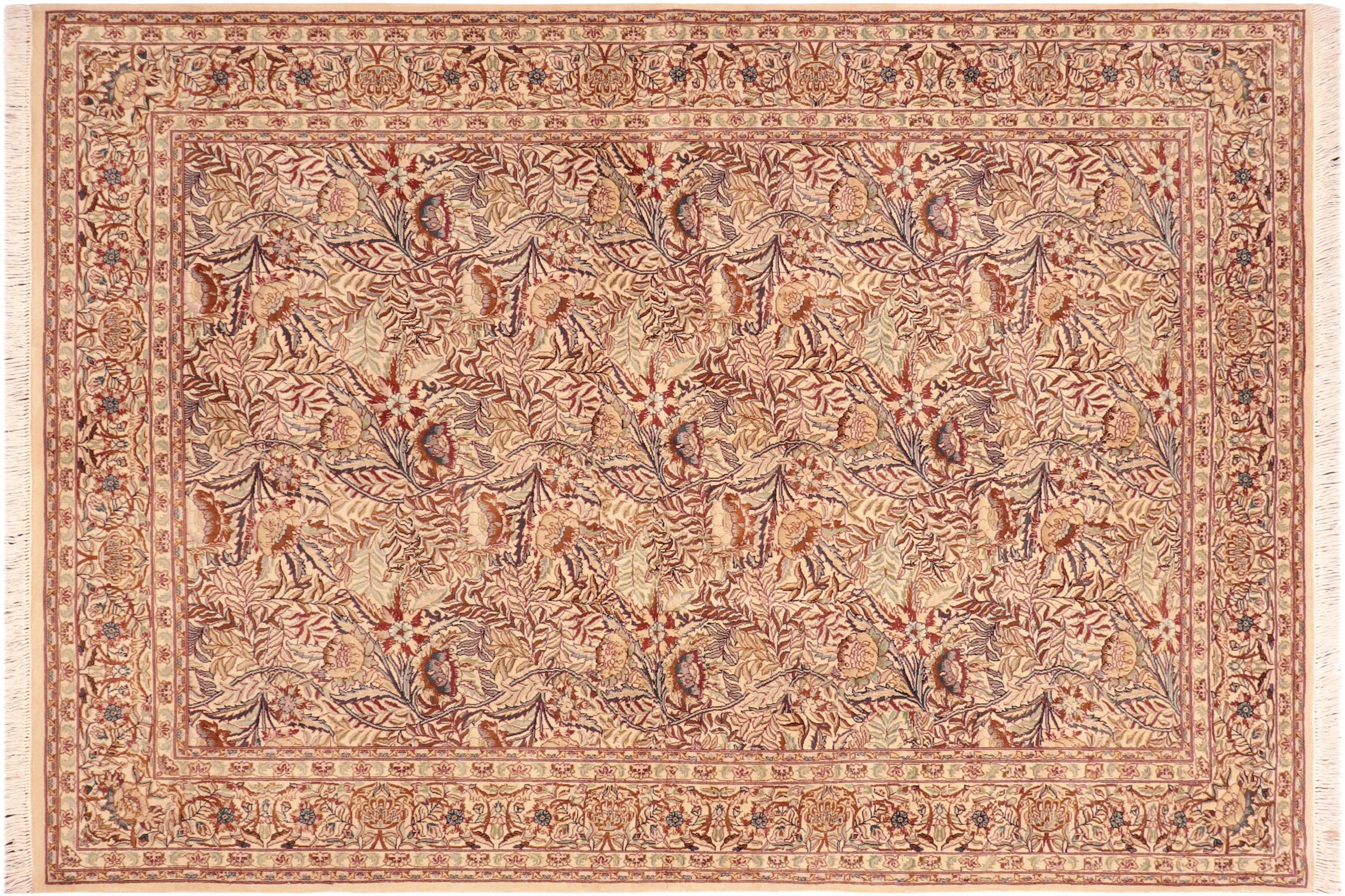 handmade Transitional Nagi Beige Gold Hand Knotted RECTANGLE 100% WOOL area rug 6x9
