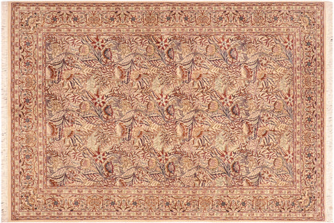 handmade Transitional Nagi Beige Gold Hand Knotted RECTANGLE 100% WOOL area rug 6x9