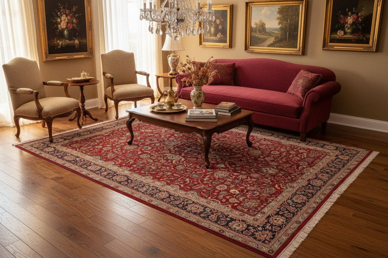handmade Traditional Abasi Afsha Red Blue Hand Knotted RECTANGLE 100% WOOL area rug 6x9